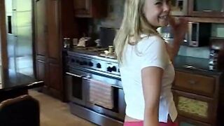 Cute blonde teen enjoys solo masturbation