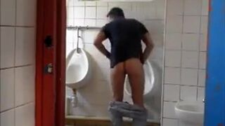 Gloryhole Masturbation: Amateur Hunk Fun in the Restroom