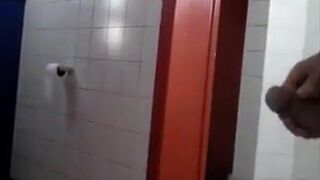 Gloryhole Masturbation: Amateur Hunk Fun in the Restroom