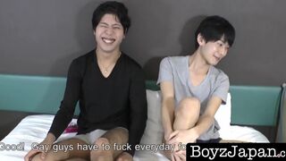 Asian youthful person blows dick and gets pounded until cumming