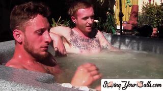 Inked ginger homo leaves jacuzzi to jack off dick with sweetheart