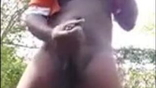 Big Black Cock Stroking Outdoors