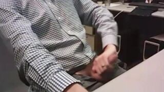 Big-Cocked Dad Strokes at the Office