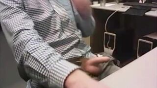 Big-Cocked Dad Strokes at the Office