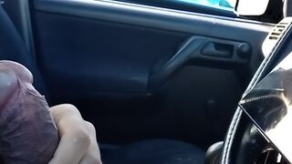 Public parking dick flash and cum for young blonde