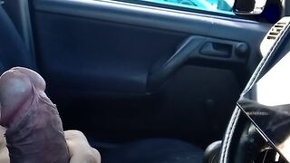 Public parking dick flash and cum for young blonde