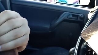 Public parking dick flash and cum for young blonde