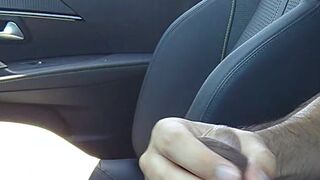 Public parking dick flash and cum caught by brunette