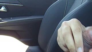 Public parking dick flash and cum caught by brunette