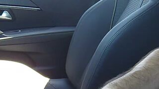 Public parking dick flash and cum caught by brunette