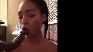 Big-Ass Black Girl Rides Dildo in Bathroom