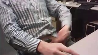 Big-Cocked Dad Strokes at the Office