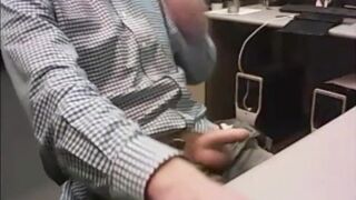 Big-Cocked Dad Strokes at the Office