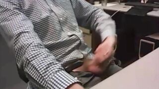 Big-Cocked Dad Strokes at the Office