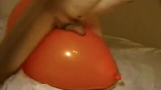 Twink Humping and Cumming on an Inflatable Orange Balloon