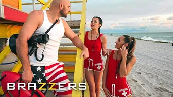 Brazzers - Lifeguards MacKenzie Mace & Kylie Rocket Convince Their Co-worker JMac To Fuck Them Both