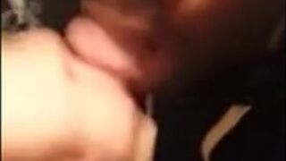 Black Twink Swallows White Cum in Interracial Blowjob