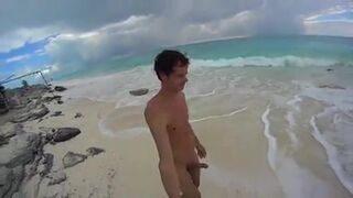 Big-Cock Men Jerk Off at a Cuba Beach