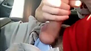 Backseat Blowjob and Cum Swallow