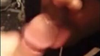 Black Twink Swallows White Cum in Interracial Blowjob