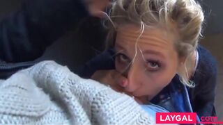 Blonde Amateur Receives Facial After Deep-Throat Blowjob