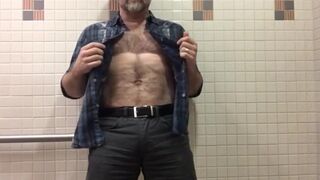 Hairy Daddy Strips and Jerks Off His Thick Shaft