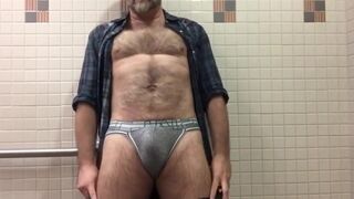 Hairy Daddy Strips and Jerks Off His Thick Shaft