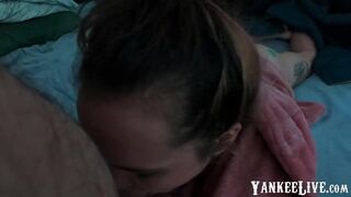 Big-Ass Amateur's Blowjob in Pink Hoodie