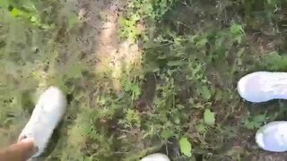 Hot slut swallow load of cum after hard outdoor pounding