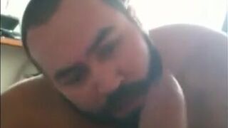 Bearded Amateur Bear Sucks Big Cock