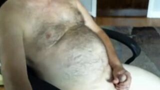 Hairy Daddy Strokes on Webcam