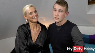 Blonde MILF rides a young stud