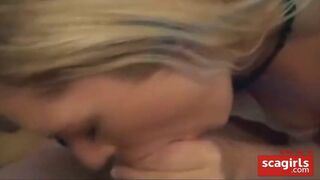 German Amateur Blonde Gives a Blowjob