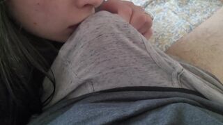 Babe Bites and Makes Me Cum in My Boxers