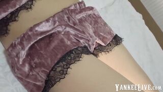 Milf in nightwear, a solo BDSM session with dildo & hands, orgasmic!