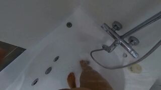 Big-Ass Black Teen's Solo Shower Footjob on Webcam