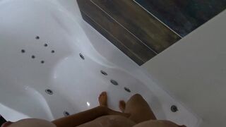 Big-Ass Black Teen's Solo Shower Footjob on Webcam