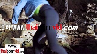 Nasty amateur Thai MILF fucked in a cave