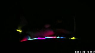 Kinky blonde beauty fucks her pussy and ass with glowsticks