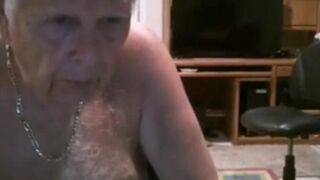 Fat Daddy Strips and Strokes on Webcam