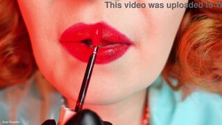 ASMR video - lipstick process - MILF with braces