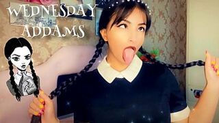 Cosplay Girl wednesday addams Deepthroat - Ahegao - Exxxtra Sloppy Ahegao Deepthroat BJ Wednesday Addams COSPLAY
