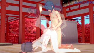 Sara Kujou and Xingqiu have intense sex at a shrine. - Genshin Impact Hentai