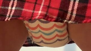 Teenie School girl can't hold it - diaper pee in finding nemo pampers!