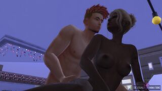 Blonde Haired Ebony Girl Fucked in the Middle of a Park - Sexual Hot Animations