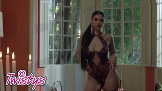Stunning Dark-Haired Teen Aria Taylor In Hot Lingerie Sensually Rubs Her Wet Pussy