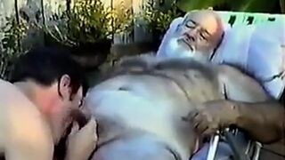 Young Man Sucks Off a Hairy Grandpa