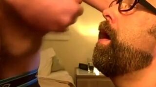 Bearded Guy Takes Two Facials from His Buddy