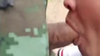 Outdoor Blowjob with Thai Man, Swallowing Cum