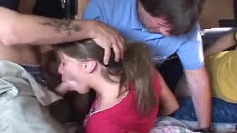 Hardcore Group Sex Leaves Her With A Creampie